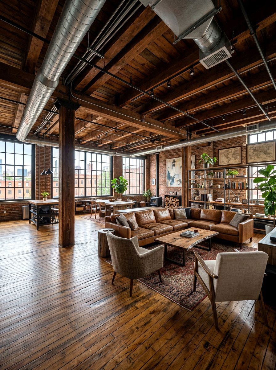 Warehouse conversion living room - 30 loft living room ideas