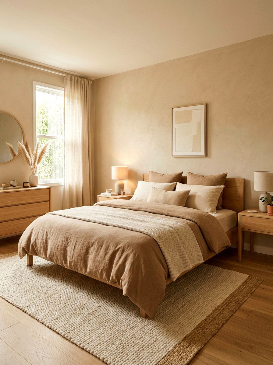 Warm Beige Minimalist Bedroom - 30 earthy minimalist bedroom ideas