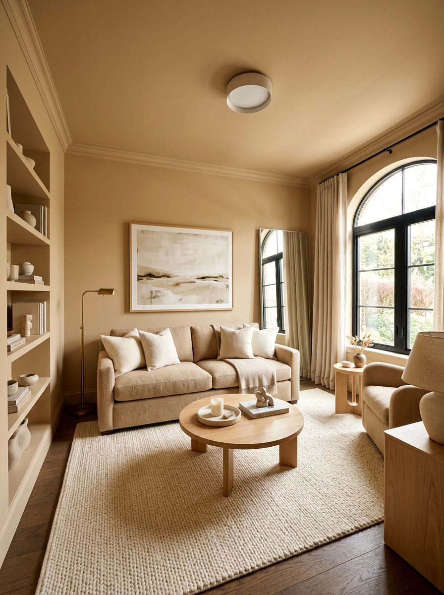 Warm Beige Small Den - 30 color drenched small room ideas