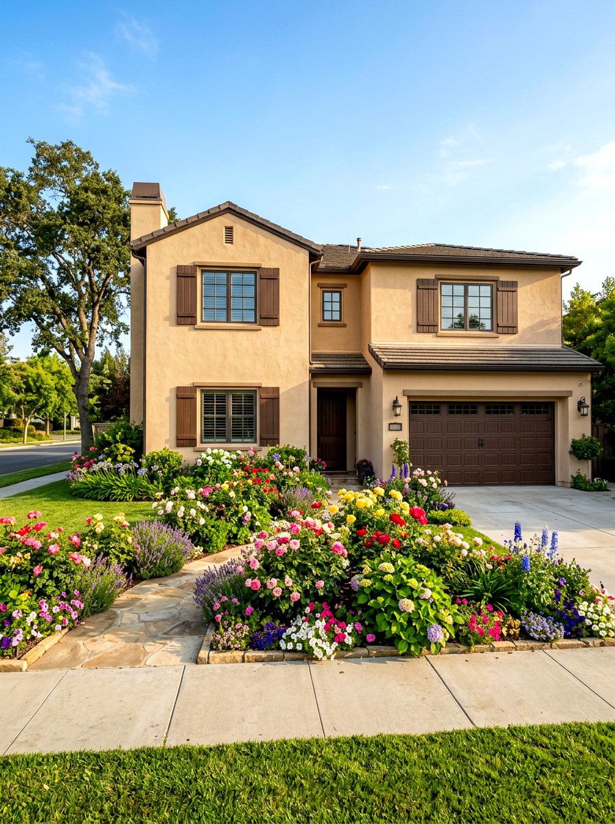 Warm Beige Stucco Home - 30 stucco house exterior ideas