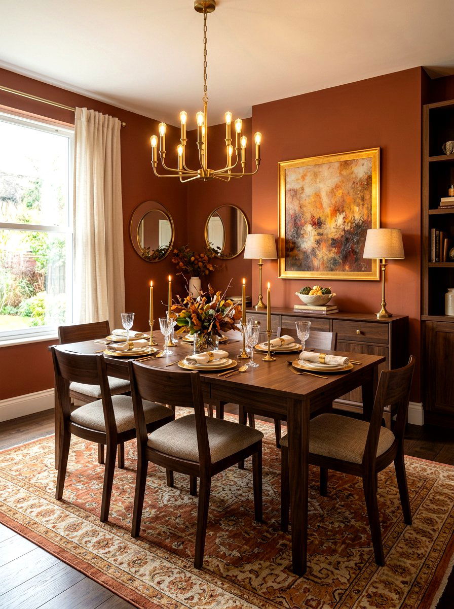 Warm Cinnamon Dining Room Paint - 30 brown dining room decor ideas
