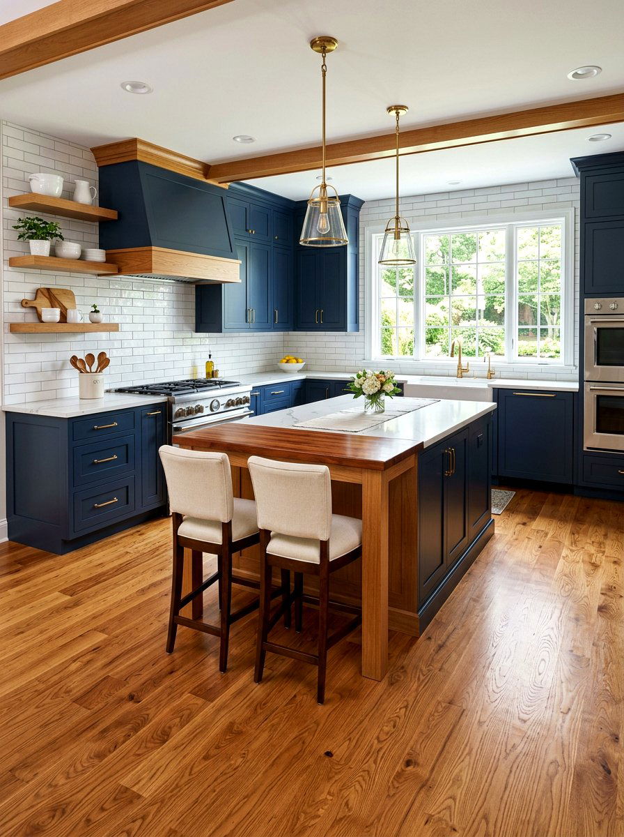 Warm Honey Oak Floor - 30 parquet kitchen floor ideas