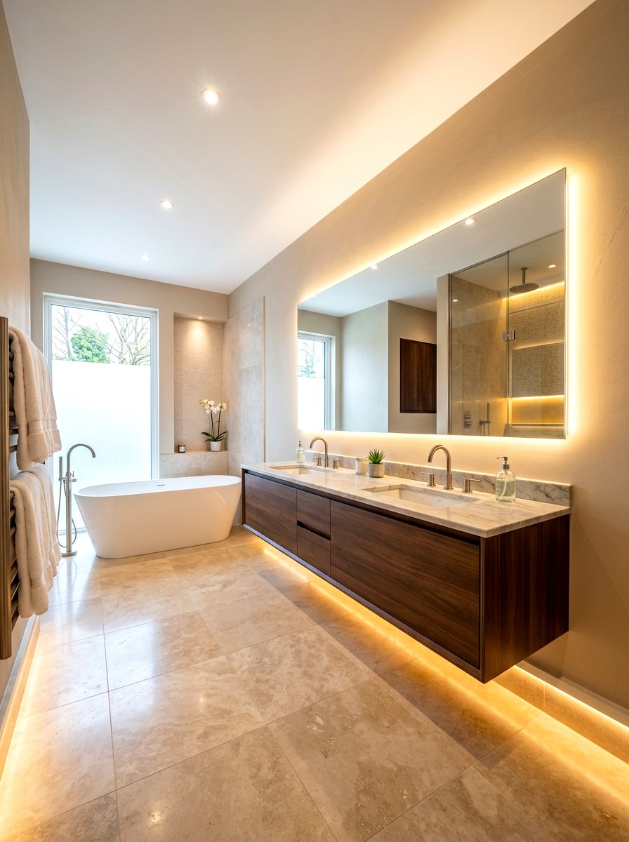 Warm Led Lighting - 30 sunset bathroom ideas