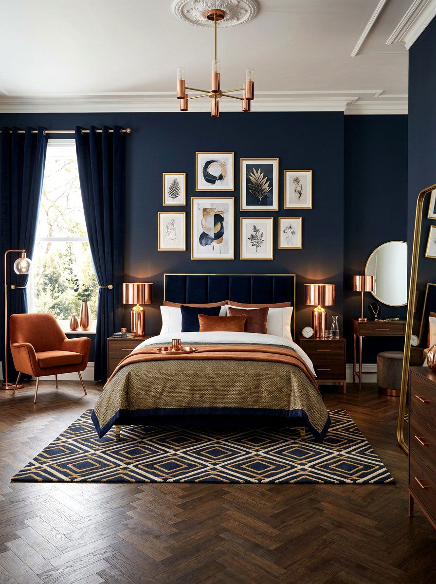 Warm Metallic Bedroom - 30 cozy winter bedroom ideas