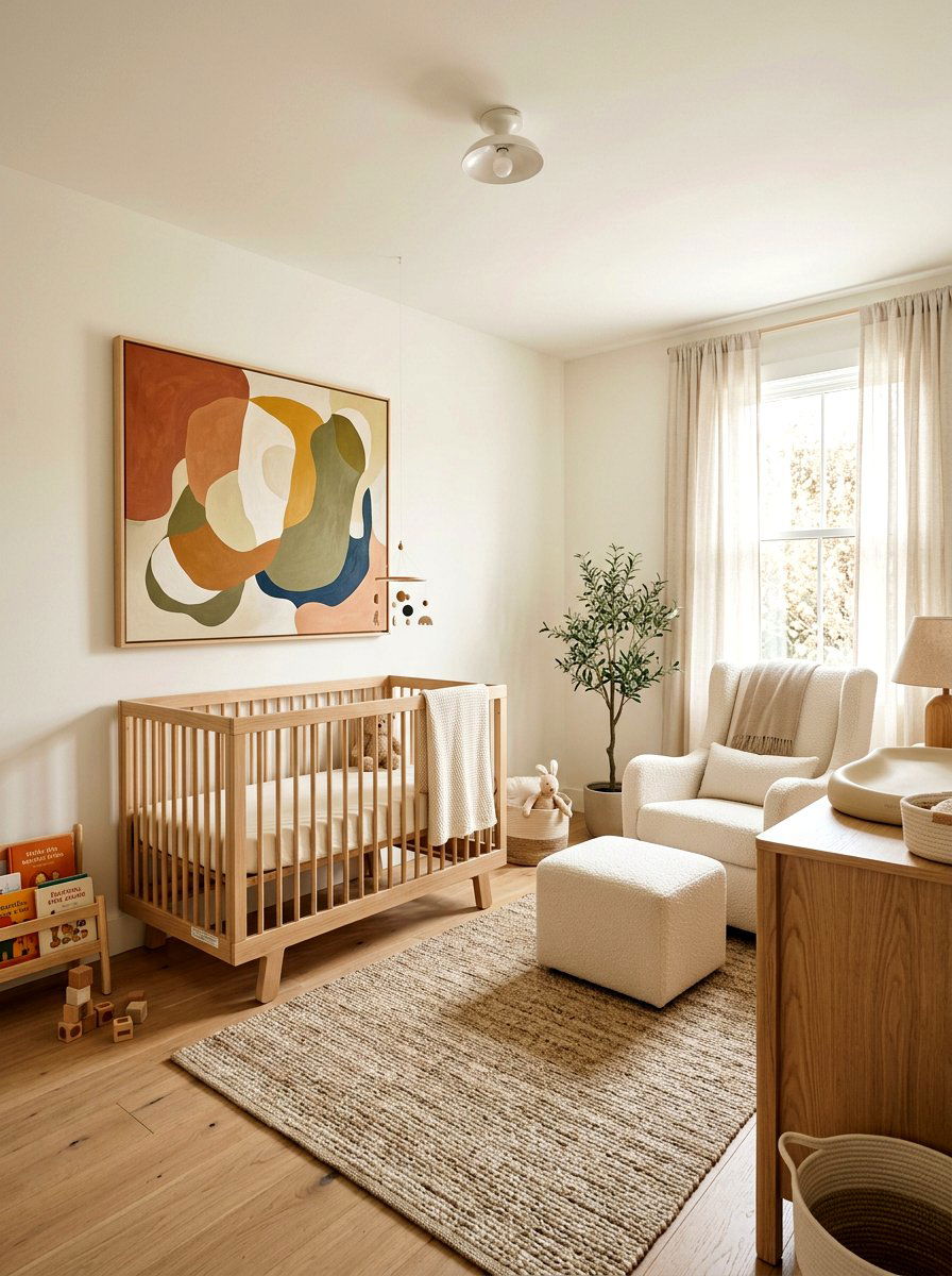 Warm Minimalist Nursery - 30 quiet luxury nursery ideas