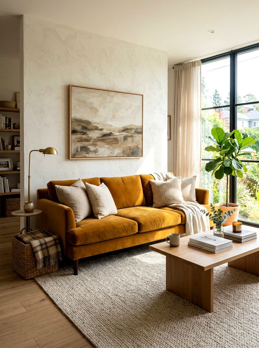 Warm Ochre Velvet Sofa - 30 dune inspired decor ideas