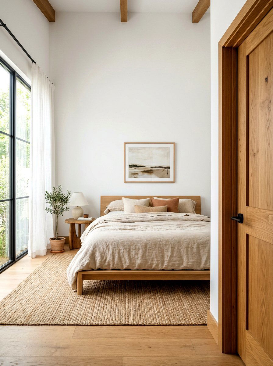 Warm Tan Door Frame Neutral Walls - 30 contrast trim wall ideas
