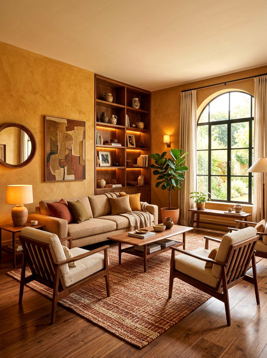 Warm Terracotta Living Room - 30 terracotta washed living room ideas
