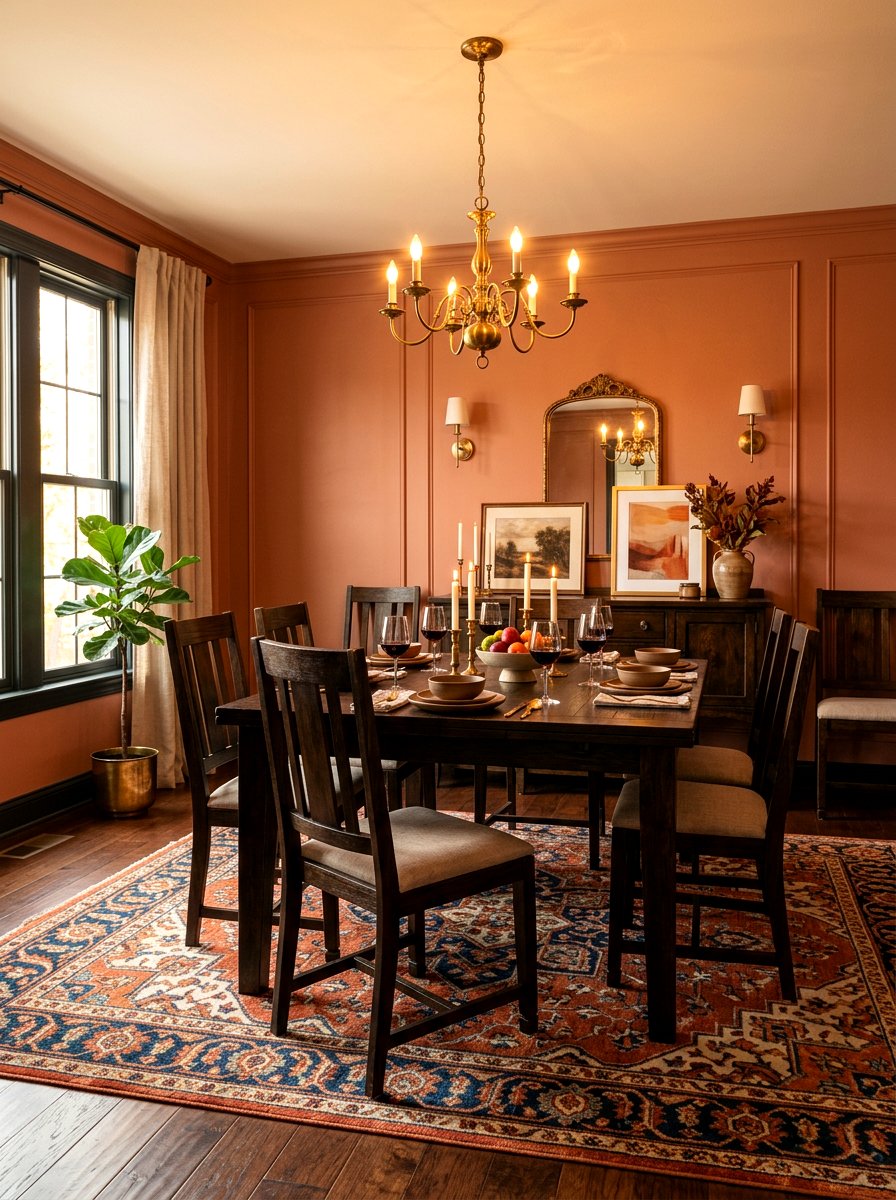 Warm Wall Color - 30 warm traditional dining room ideas