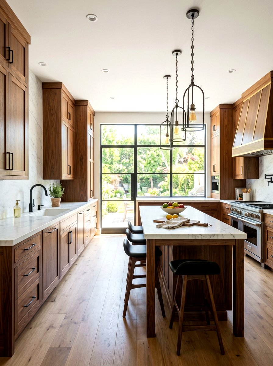 Warm Walnut Wood Cabinetry - 30 Spanish style kitchen ideas