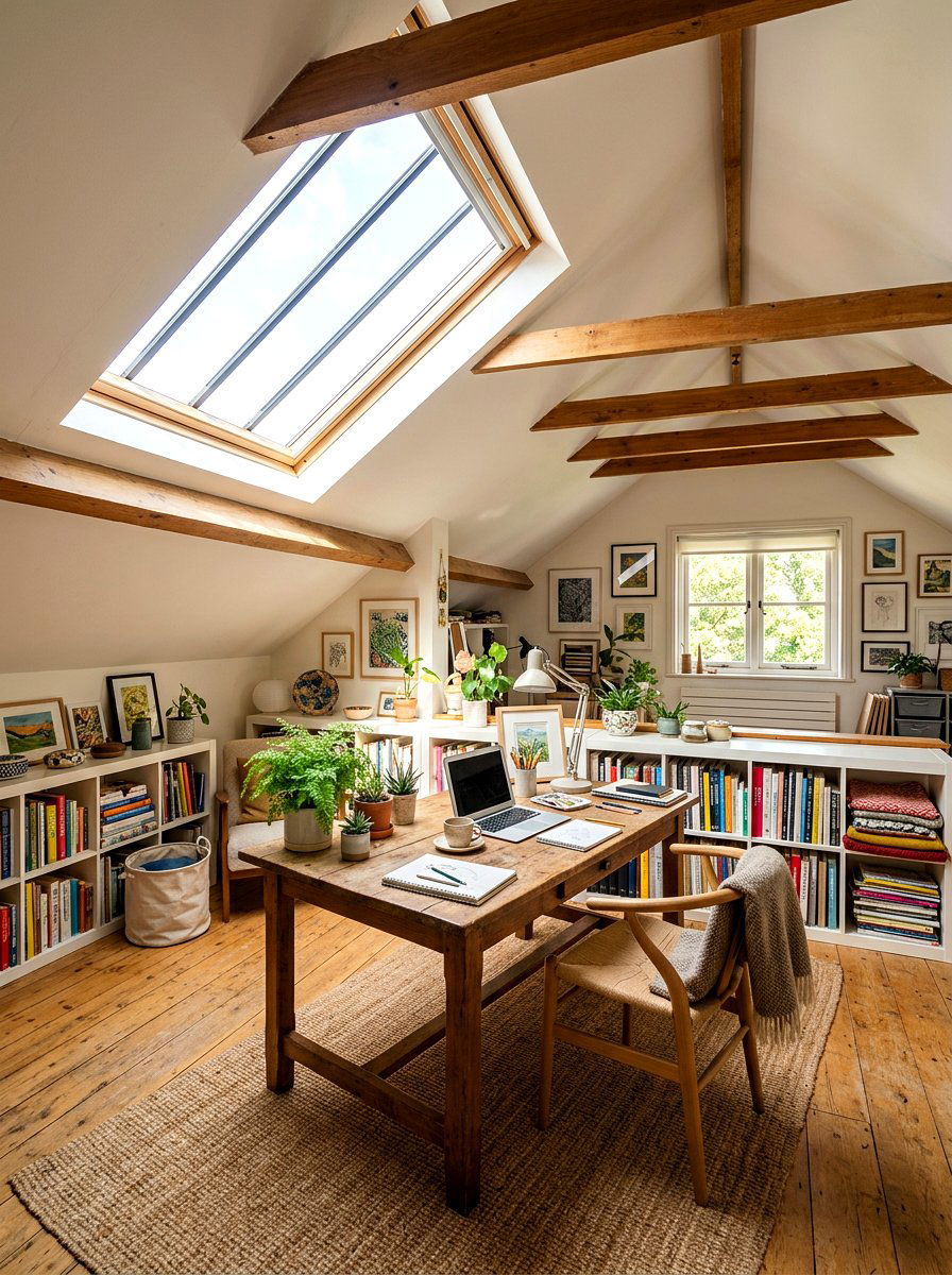 Warm White Attic Studio - 30 neutral home decor ideas
