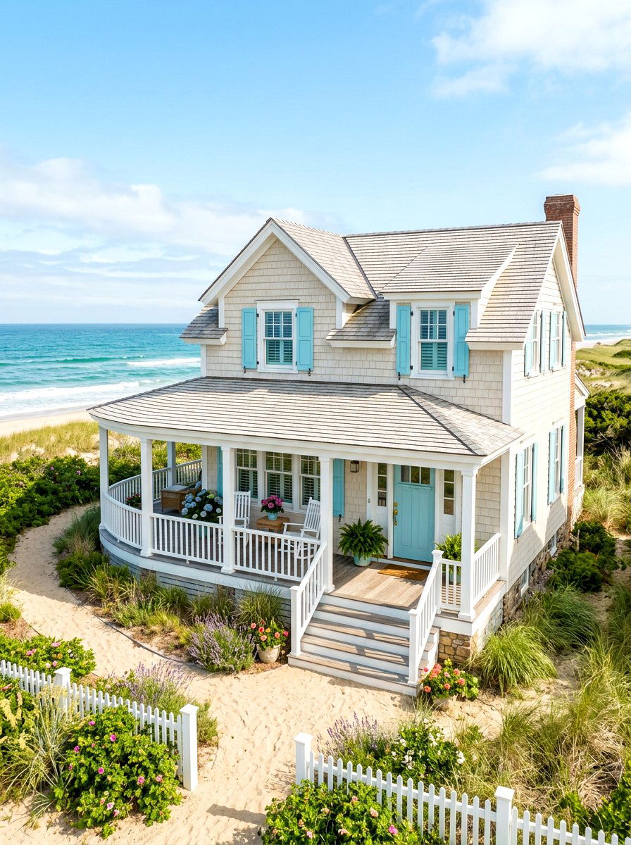 Warm White Coastal Cottage - 30 soft white exterior ideas