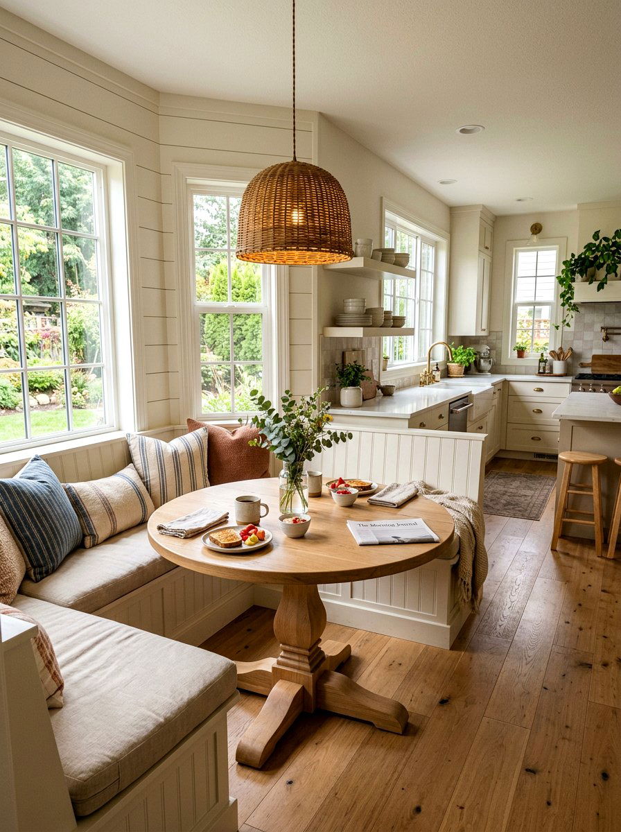 Warm White Kitchen Breakfast Nook - 30 warm white kitchen ideas