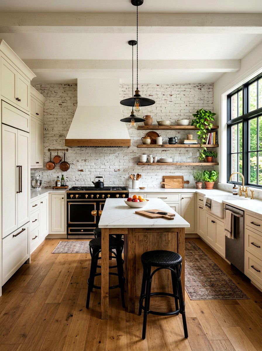 Warm White Kitchen Brick Wall - 30 warm white kitchen ideas