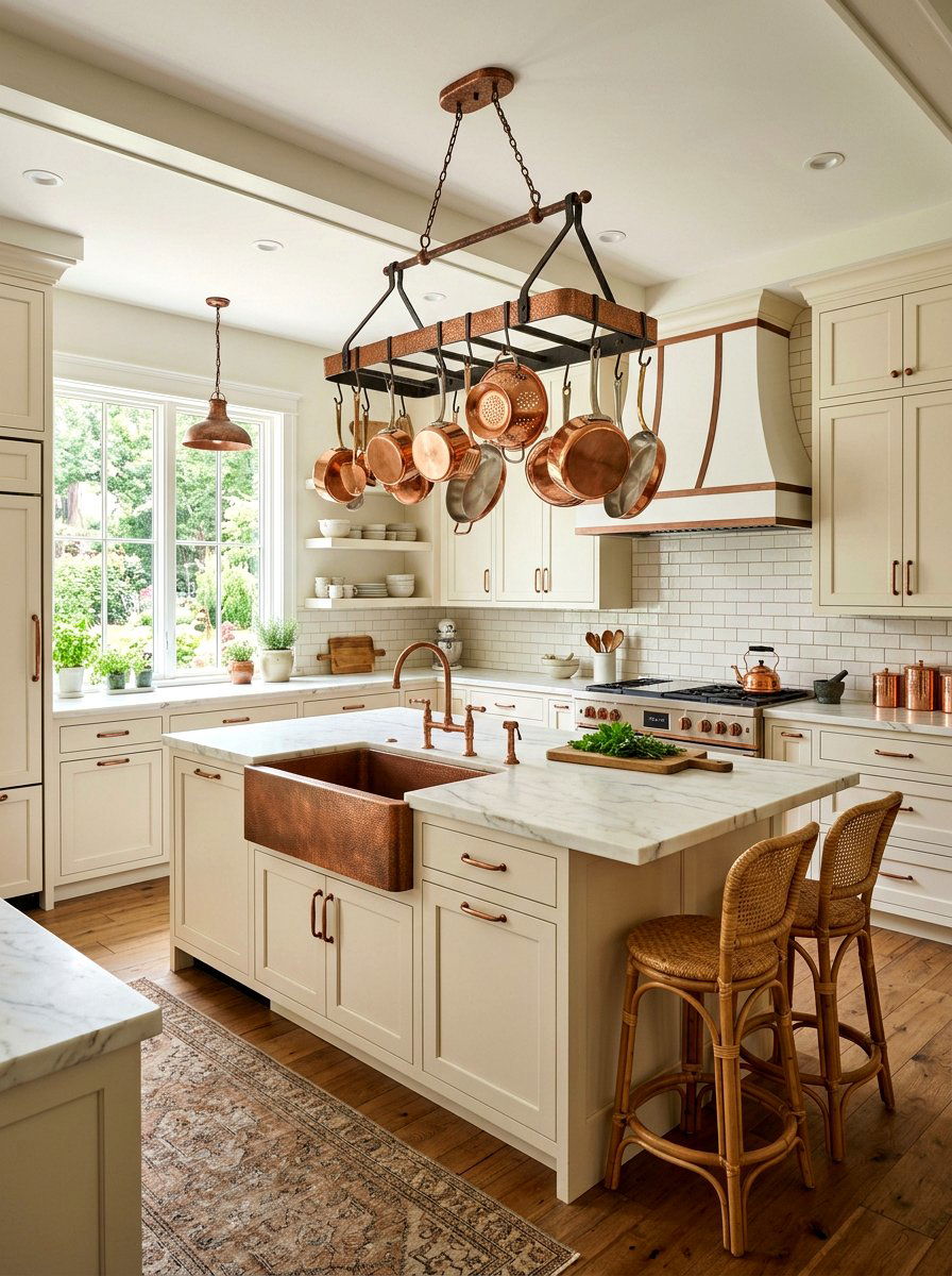 Warm White Kitchen Copper Accents - 30 warm white kitchen ideas