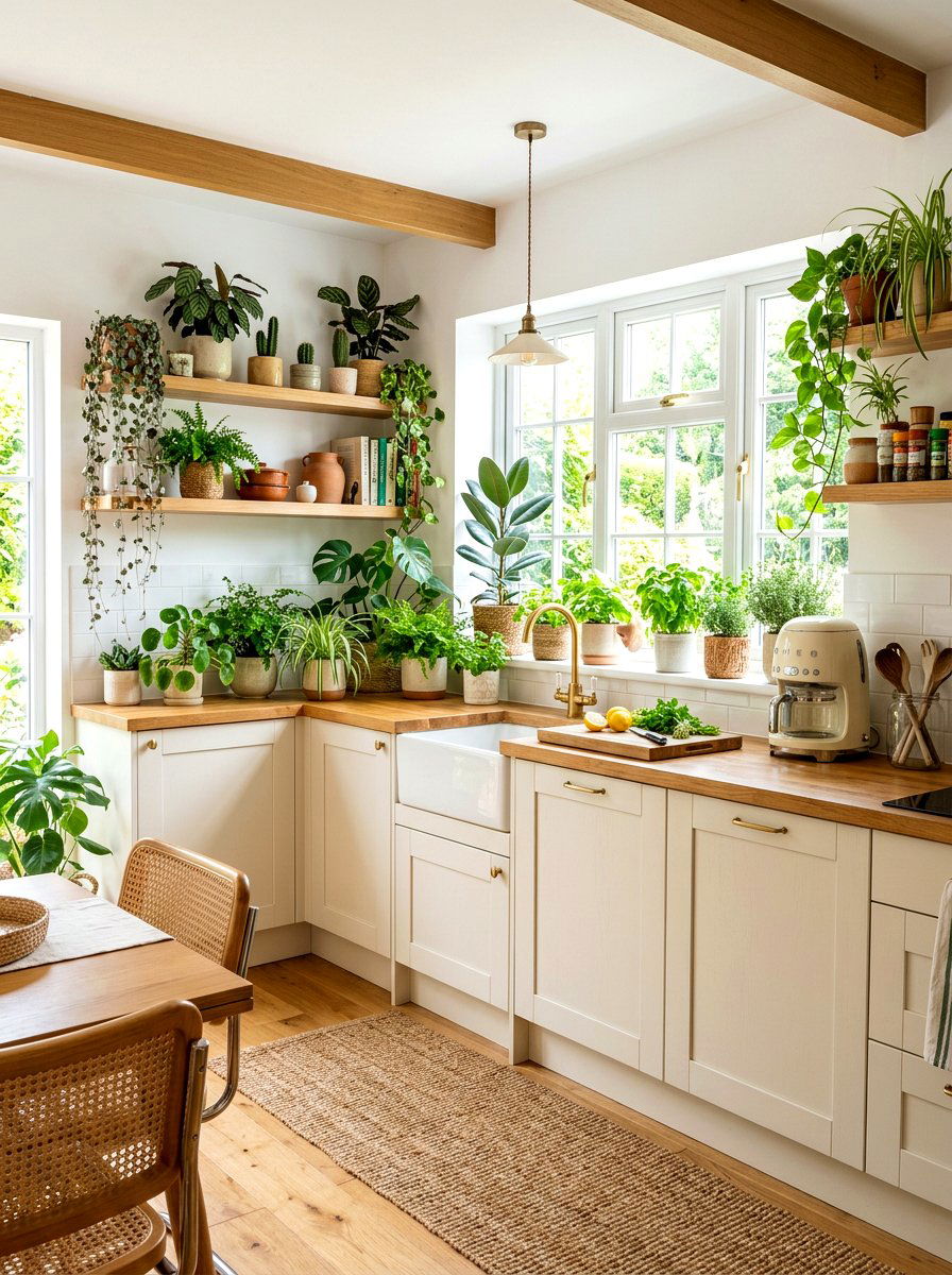 Warm White Kitchen Indoor Plants - 30 warm white kitchen ideas