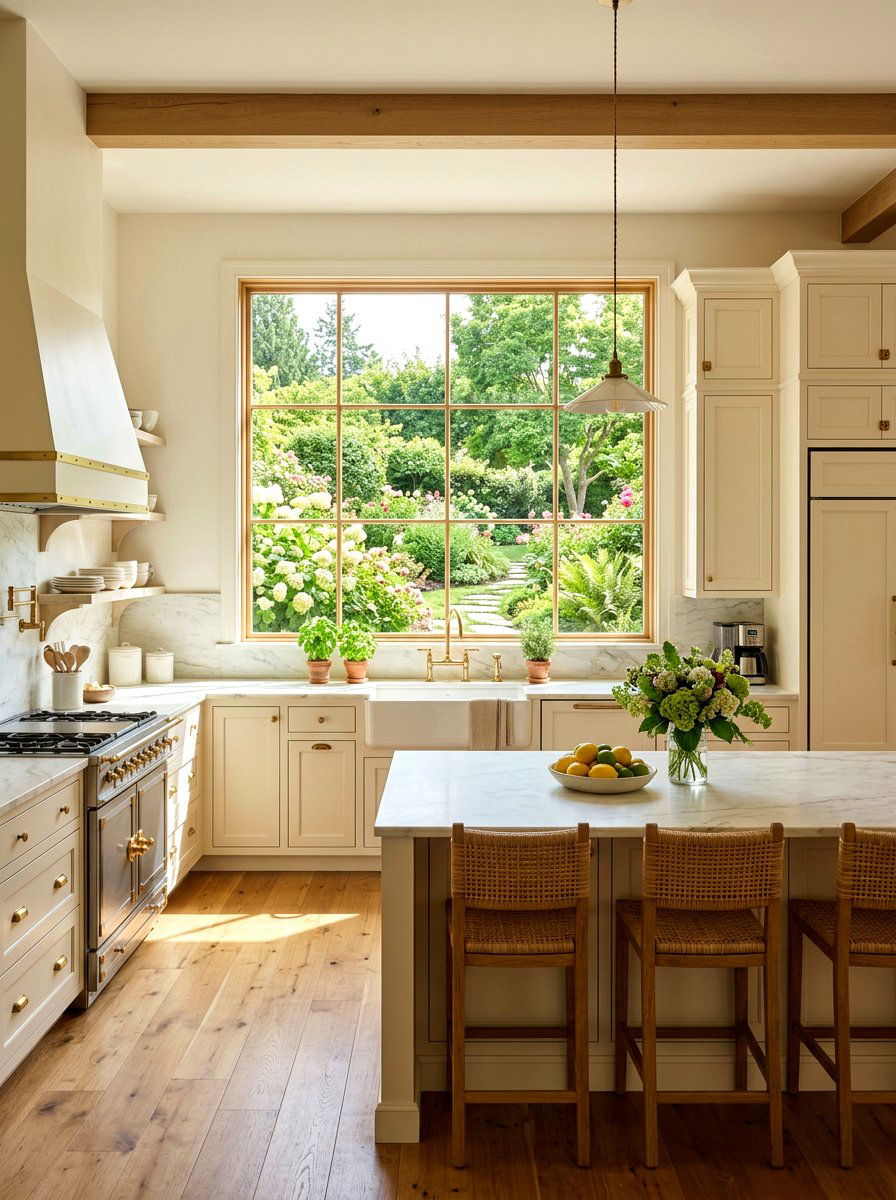 Warm White Kitchen Large Window - 30 warm white kitchen ideas