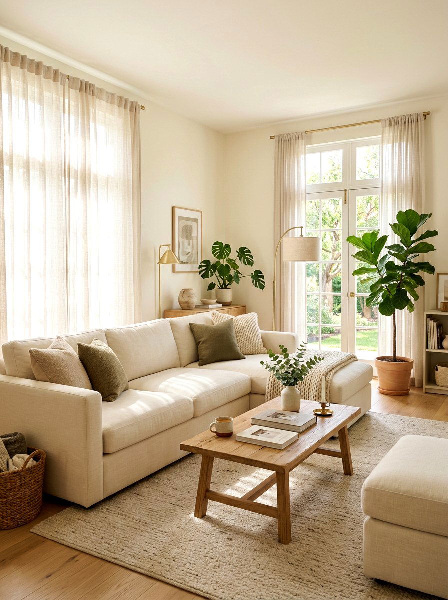 Warm White Living Room - 30 warm neutral paint ideas