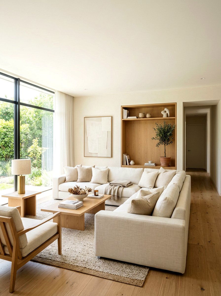 Warm White Living Room Paint - 30 soft minimal apartment ideas