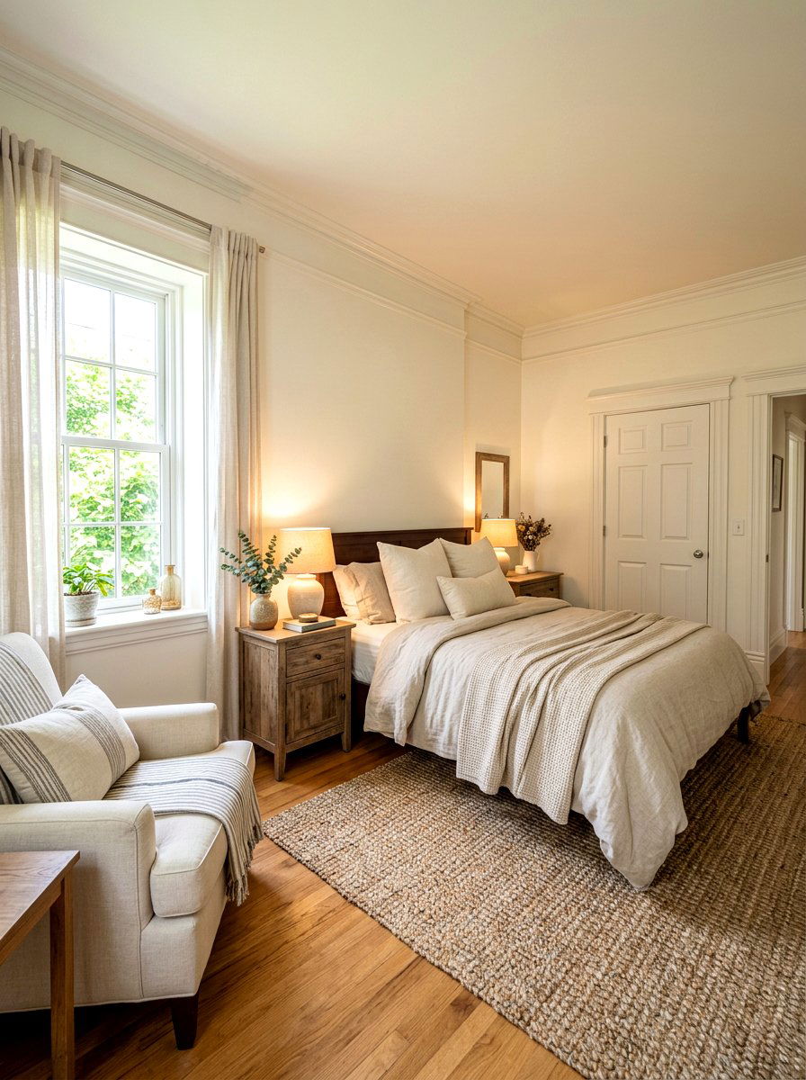 Warm White Trim Bedroom - 30 painted trim bedroom ideas
