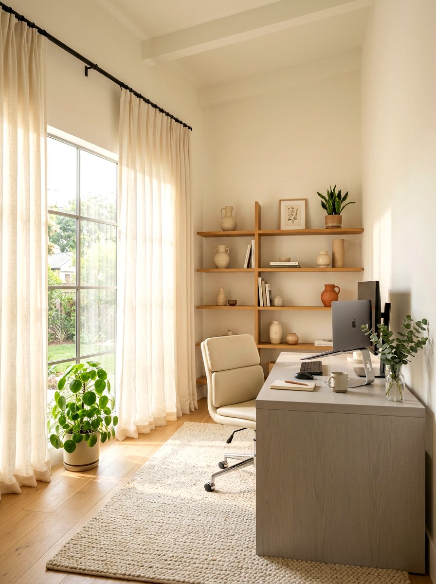 Warm White Wall Paint - 30 calm neutral office ideas
