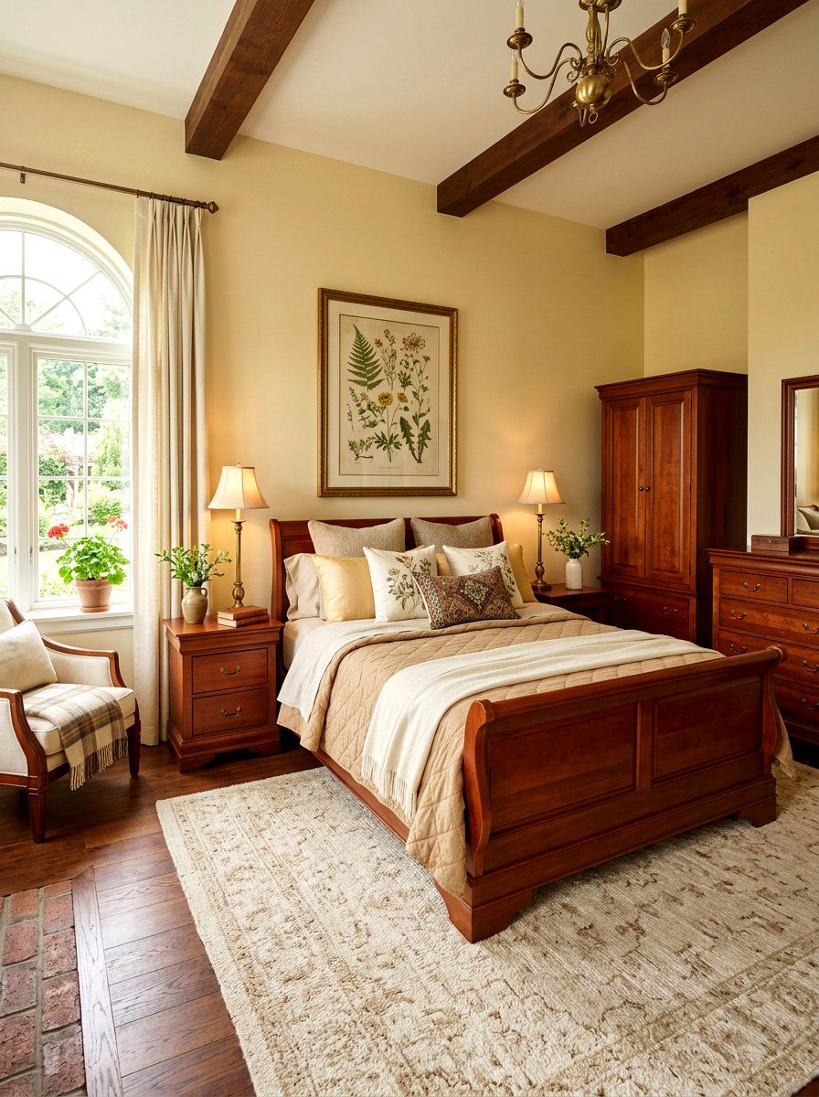 Warm Wood Heritage Bedroom - 30 old money bedroom ideas