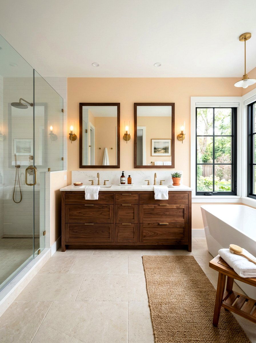 Warm Wood Vanity - 30 sunset bathroom ideas