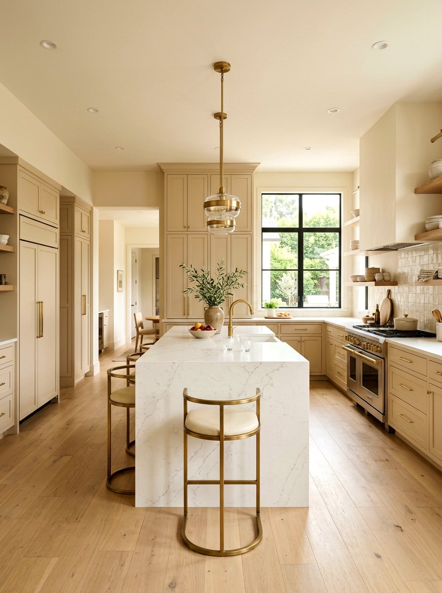 Warm beige kitchen - 30 color drenched kitchen ideas