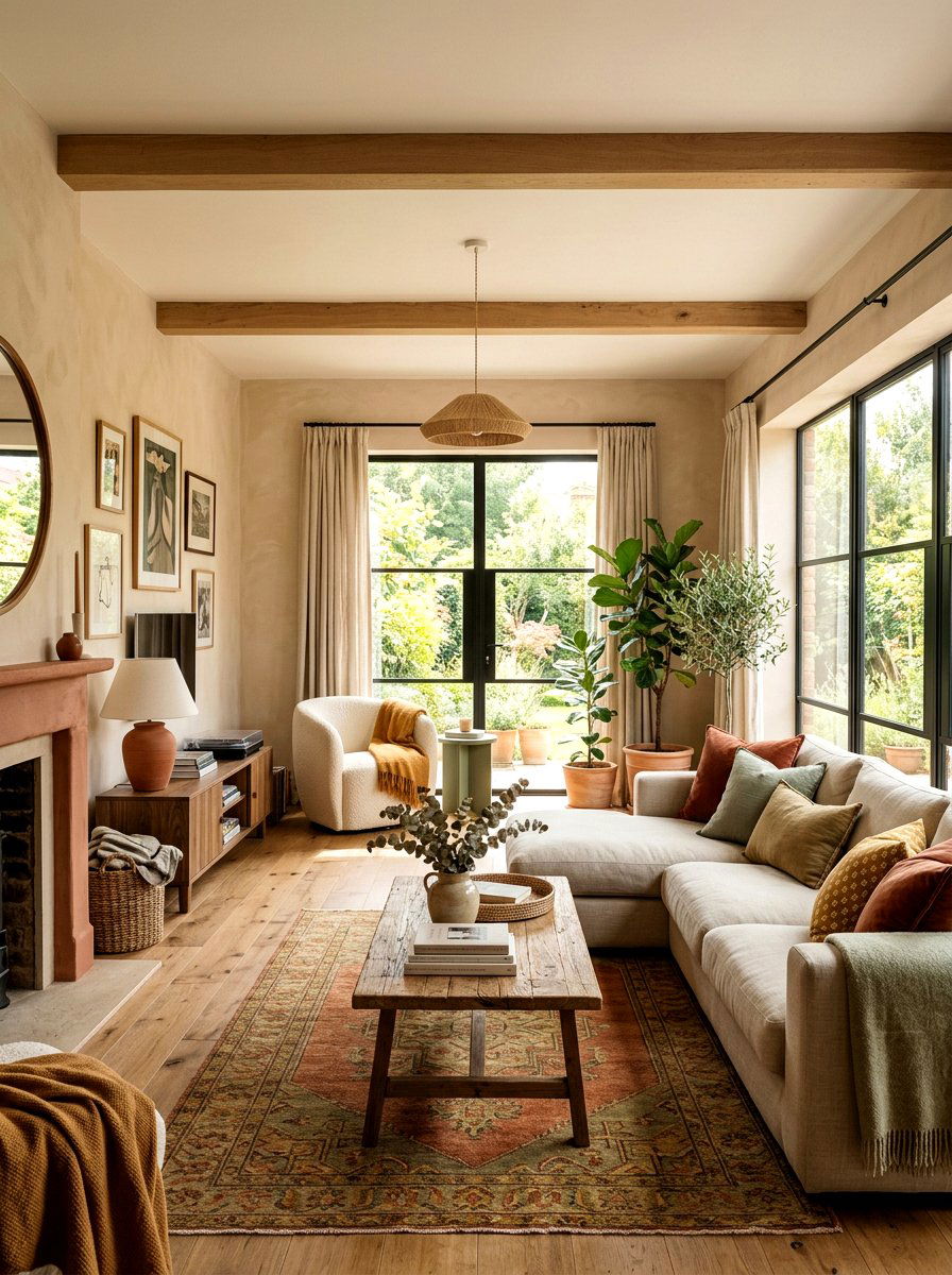 Warm earth tone palette living room - 30 Tuscan revival living room ideas
