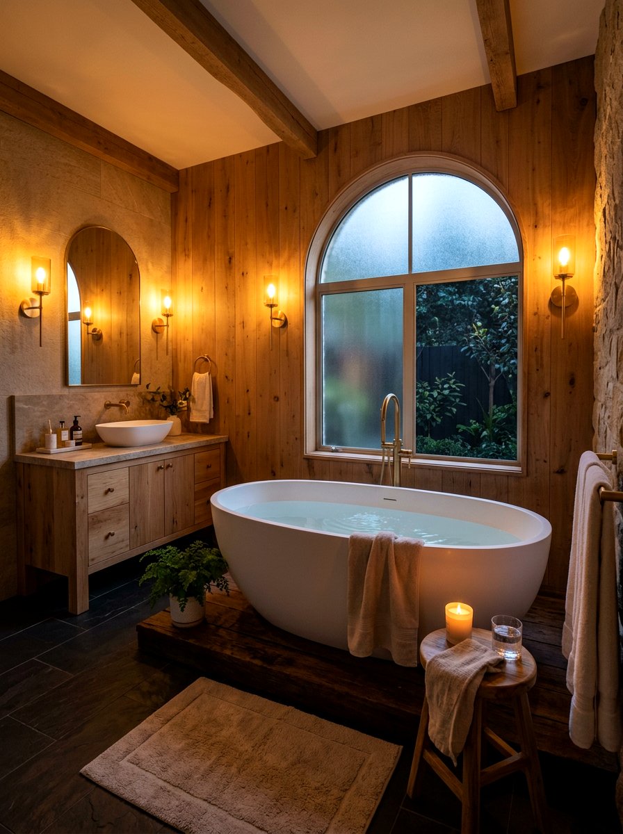 Warm evening bathroom light - 30 circadian bathroom lighting ideas