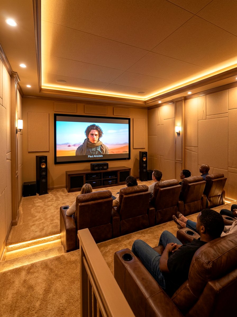 Warm tan media room - 30 spring color drench ideas