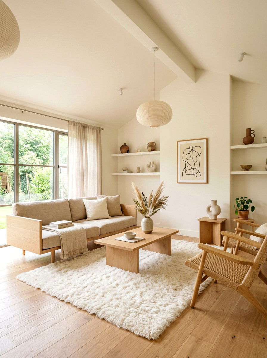 Warm white living room - 30 color drench living room ideas