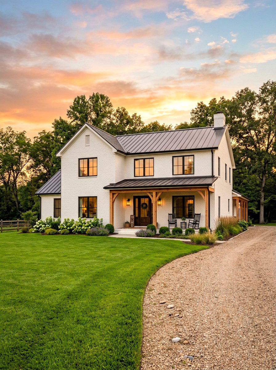Warm white painted brick house - 30 painted brick house ideas