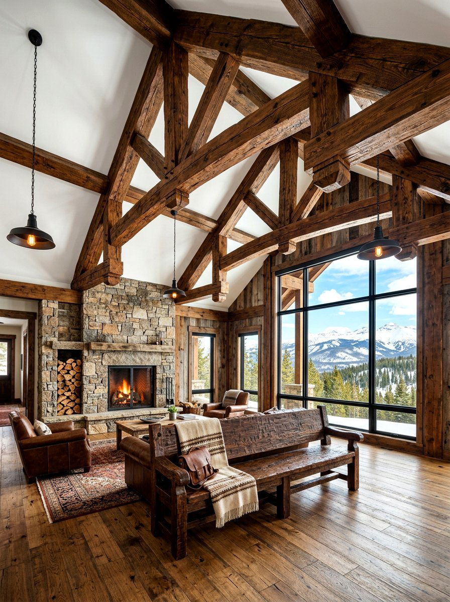 Warm wood ceiling beams - 30 earthy entryway ideas