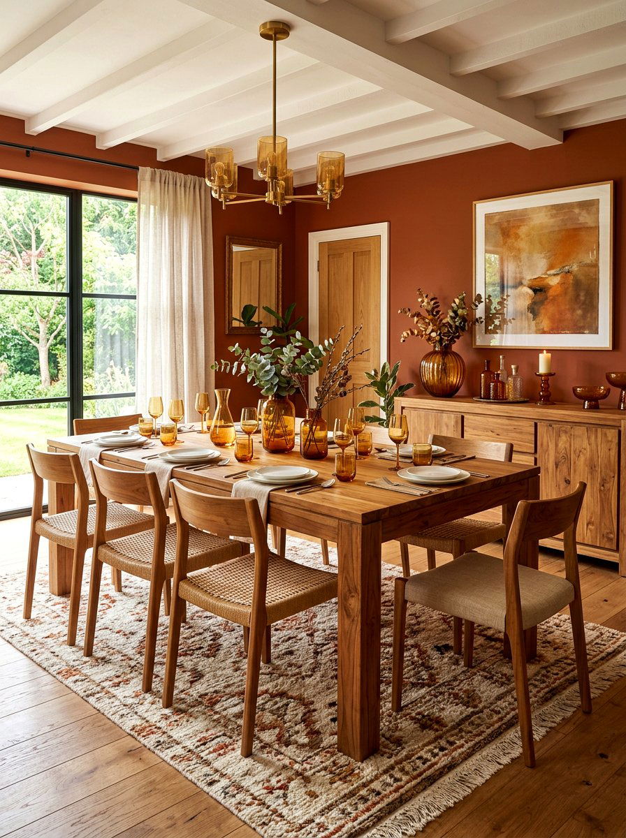 Warm wood furniture - 30 sunset palette decor ideas