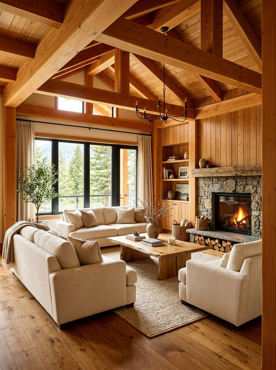 Warm wood living room - 30 warm neutral living room ideas