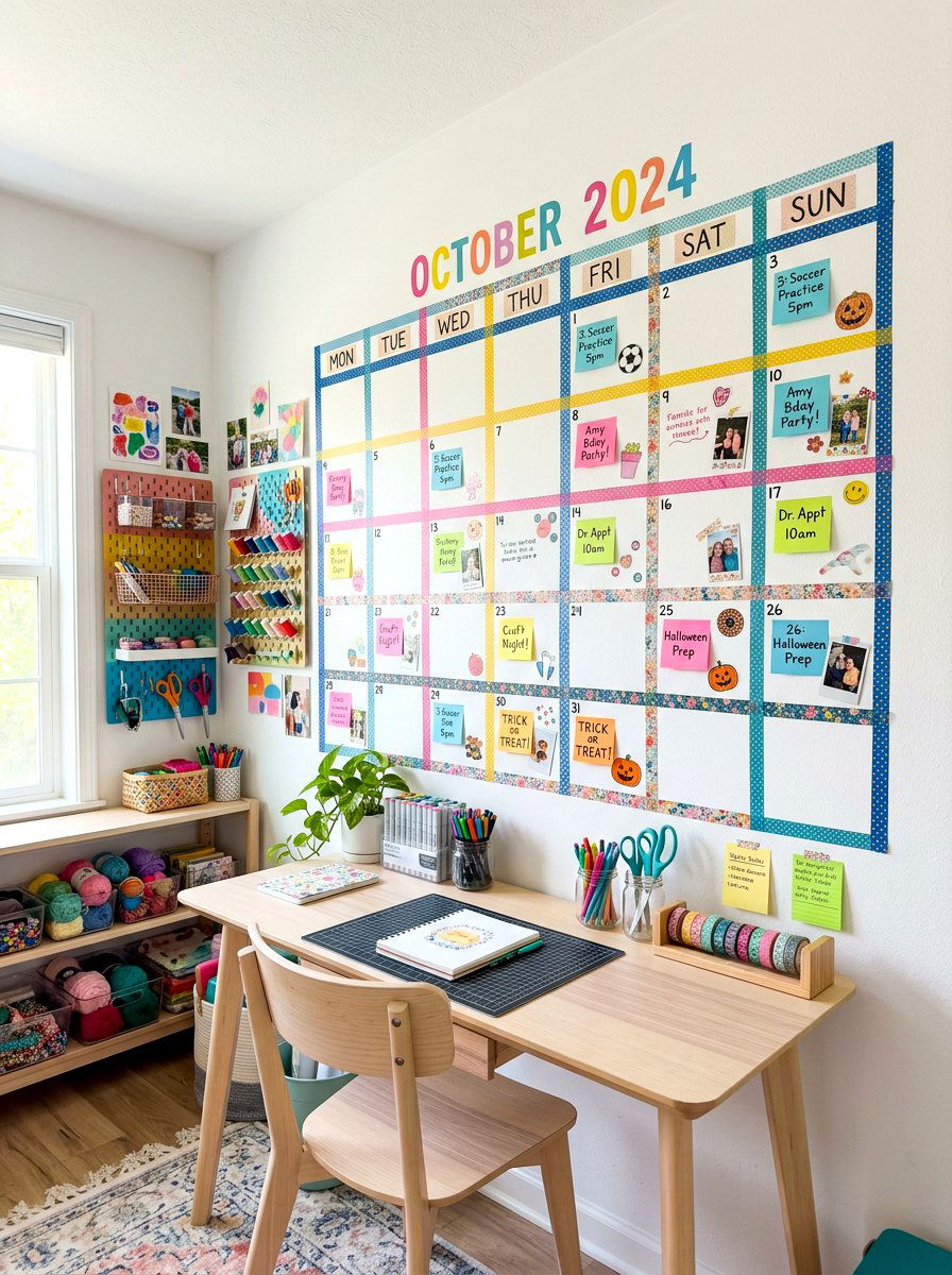 Washi Tape Calendar - 30 family calendar wall ideas