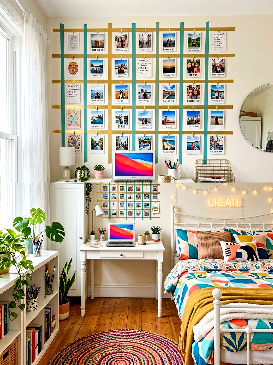 Washi Tape Wall Grid - 30 message board wall ideas
