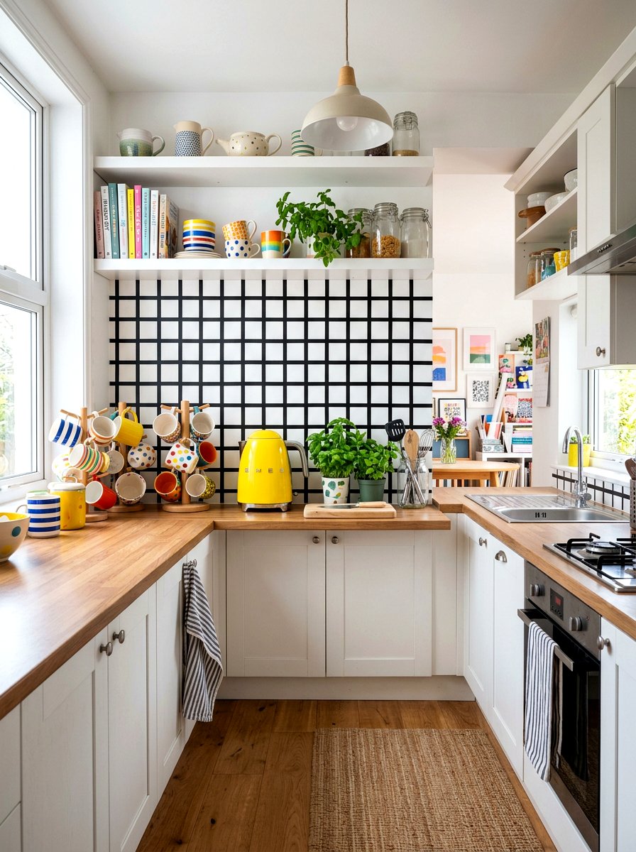 Washi Tape Wall Pattern - 30 temporary backsplash ideas