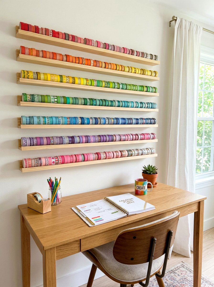 Washi Tape Wall - 30 paper planner desk ideas