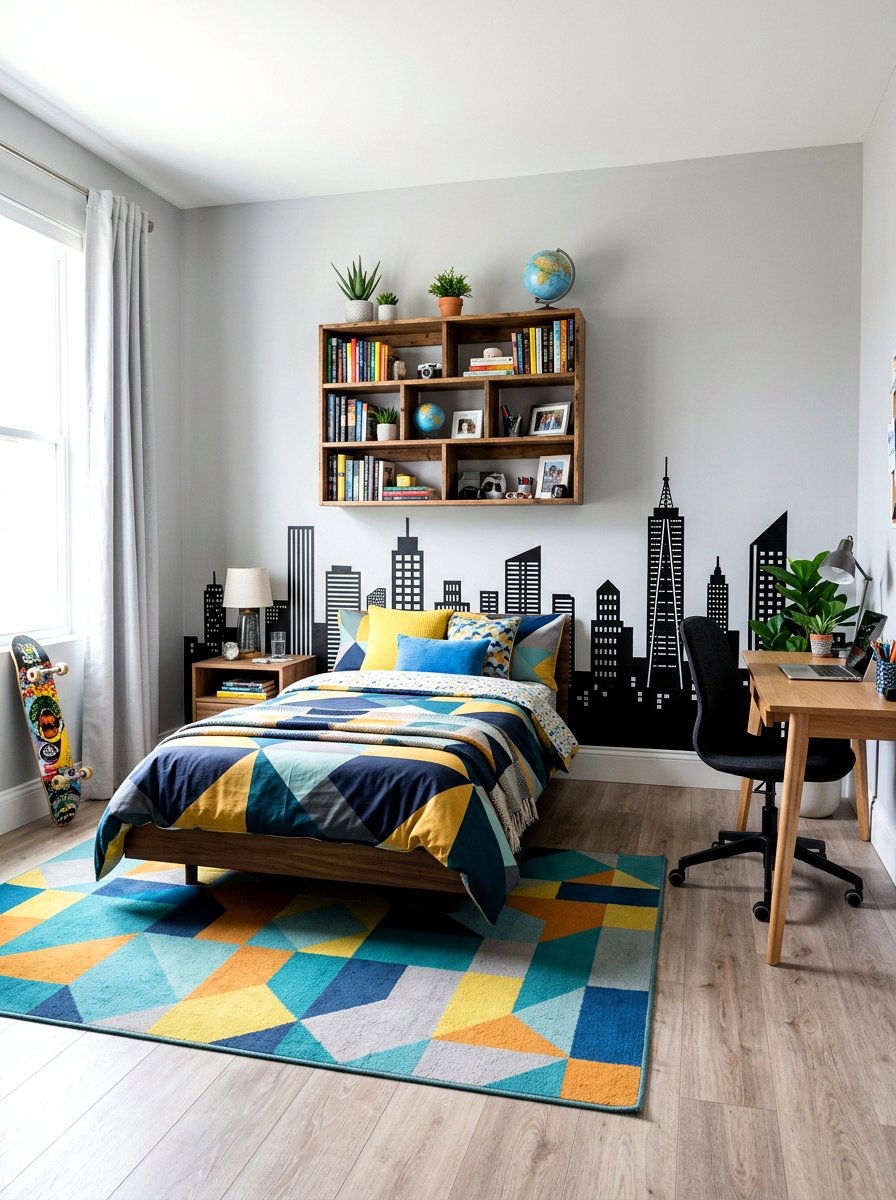 Washi tape city skyline - 30 tape wall art display ideas