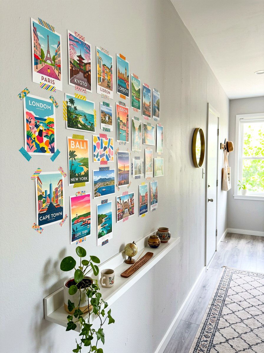 Washi tape picture frames - 30 narrow rental hallway ideas