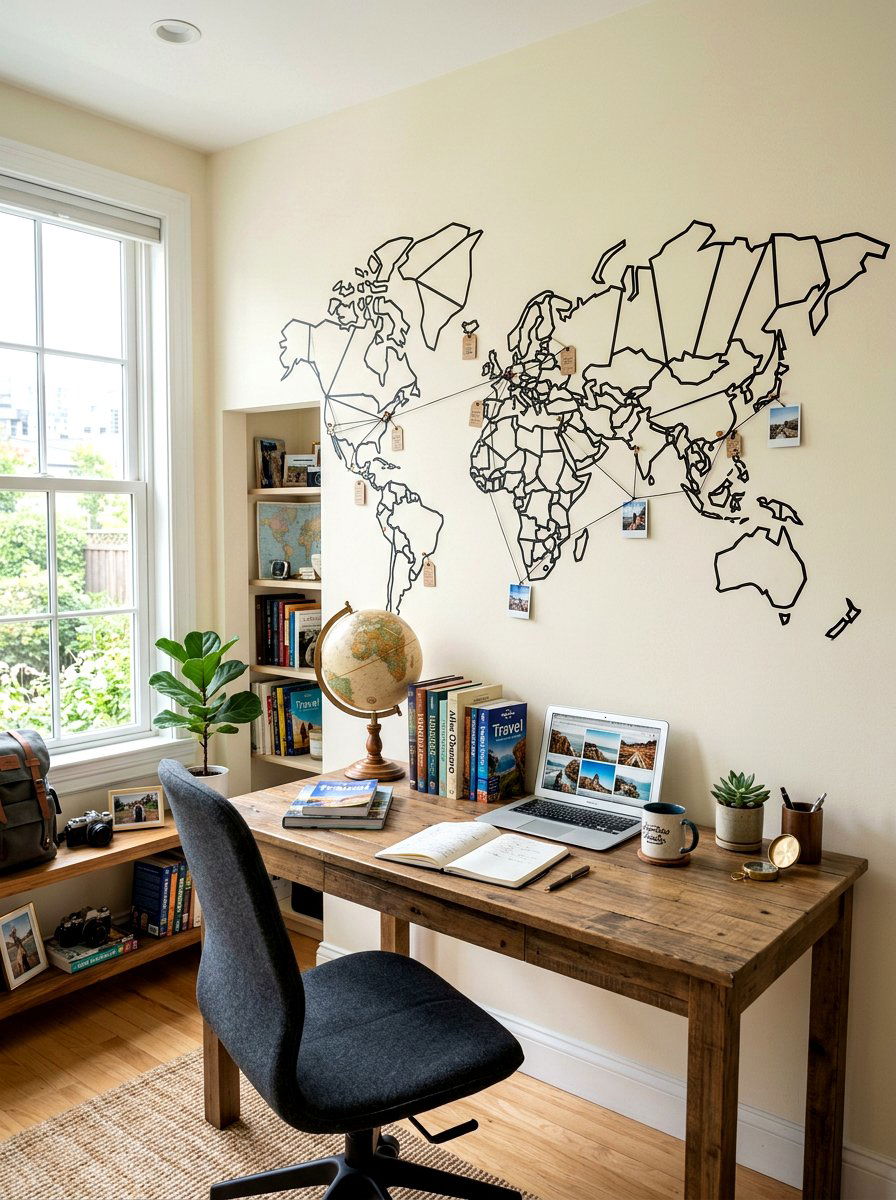 Washi tape world map - 30 tape wall art display ideas