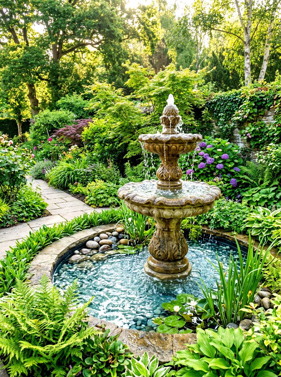Water Feature - 30 front yard landscaping ideas