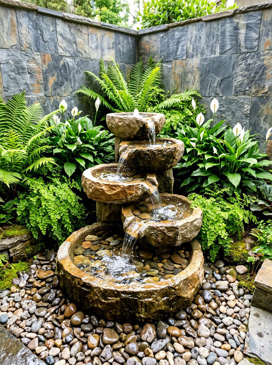 Water Feature Corner - 30 wellness nook ideas