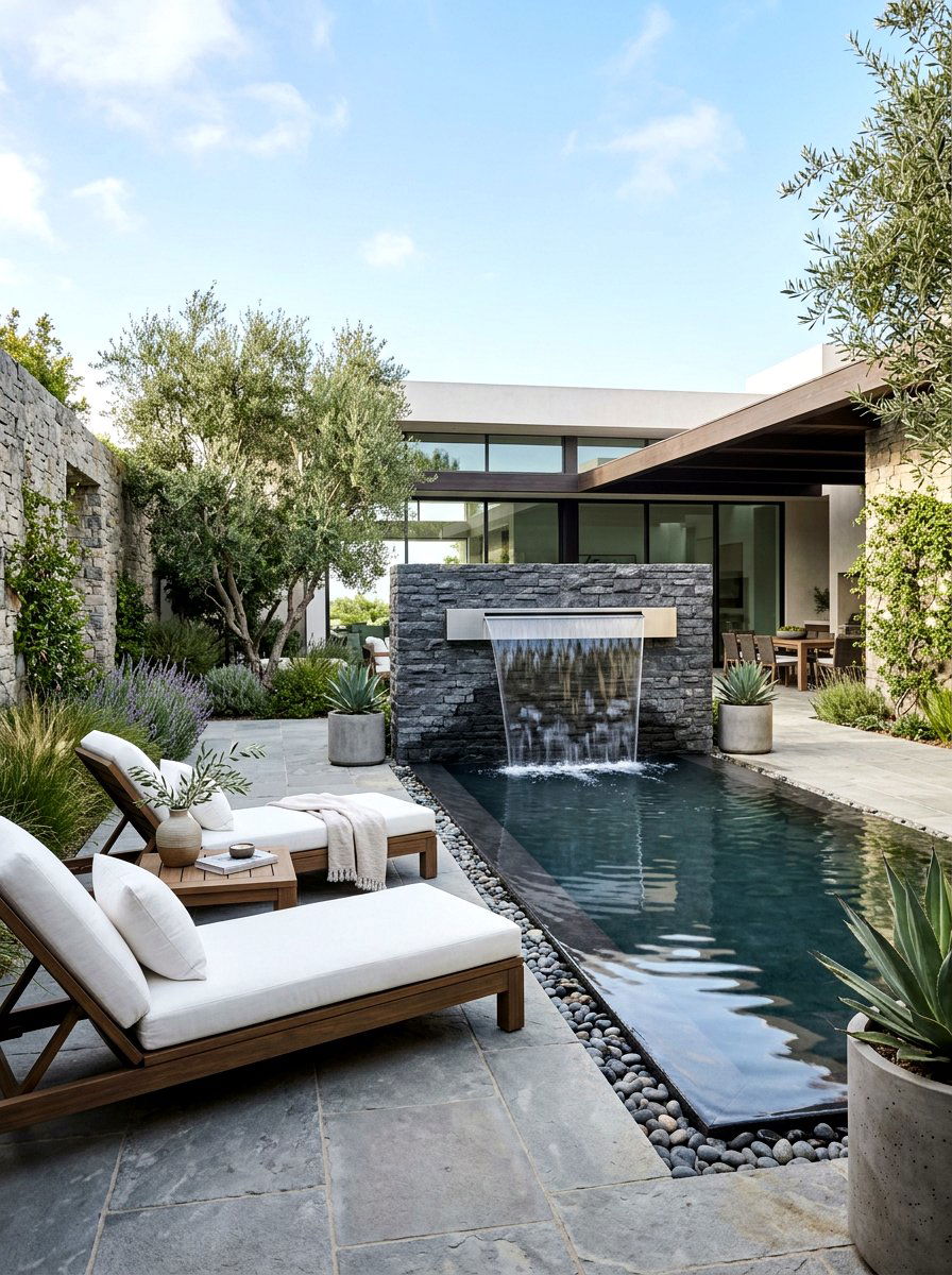 Water Feature Courtyard - 30 courtyard conversation area ideas
