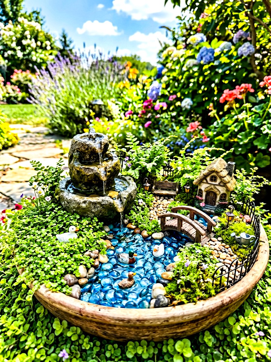 Water Feature Fairy Garden - 30 miniature fairy garden ideas