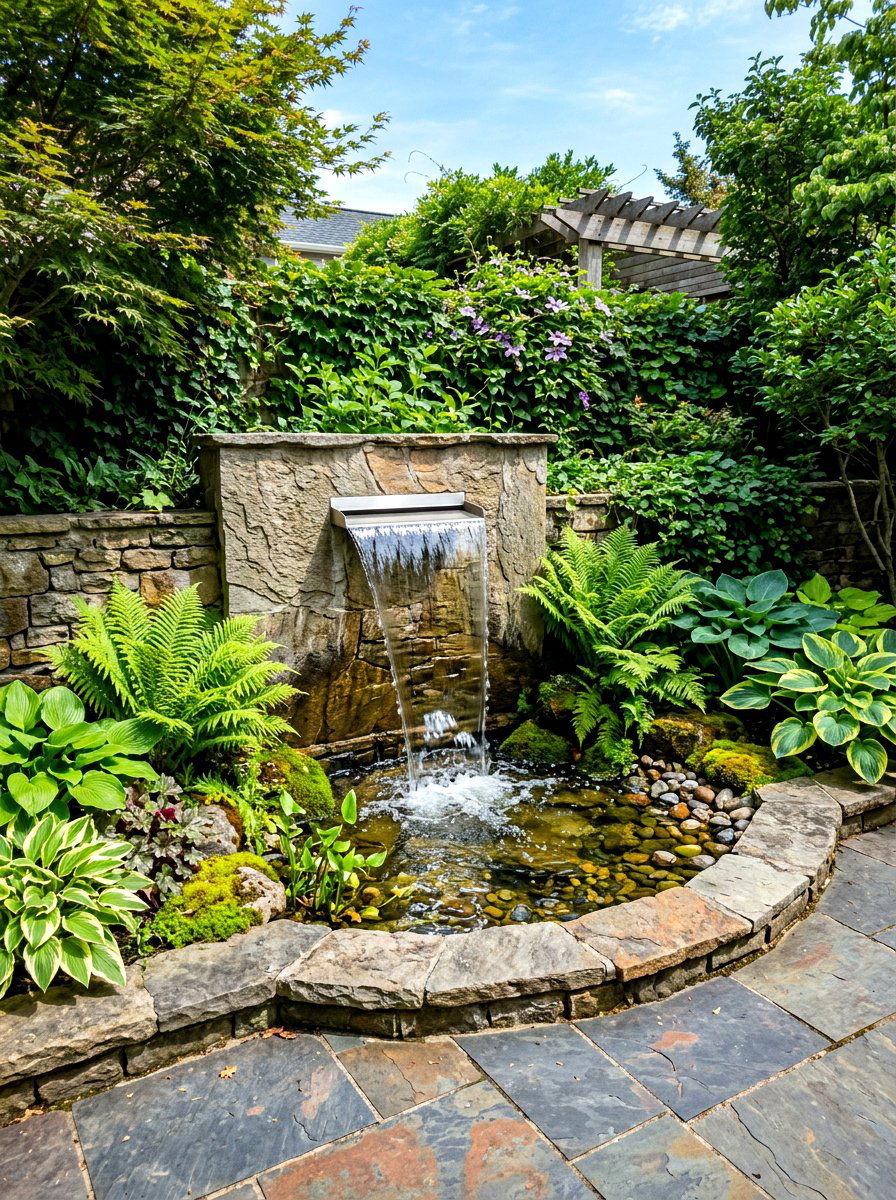 Water Feature Garden - 30 kitchen courtyard garden ideas