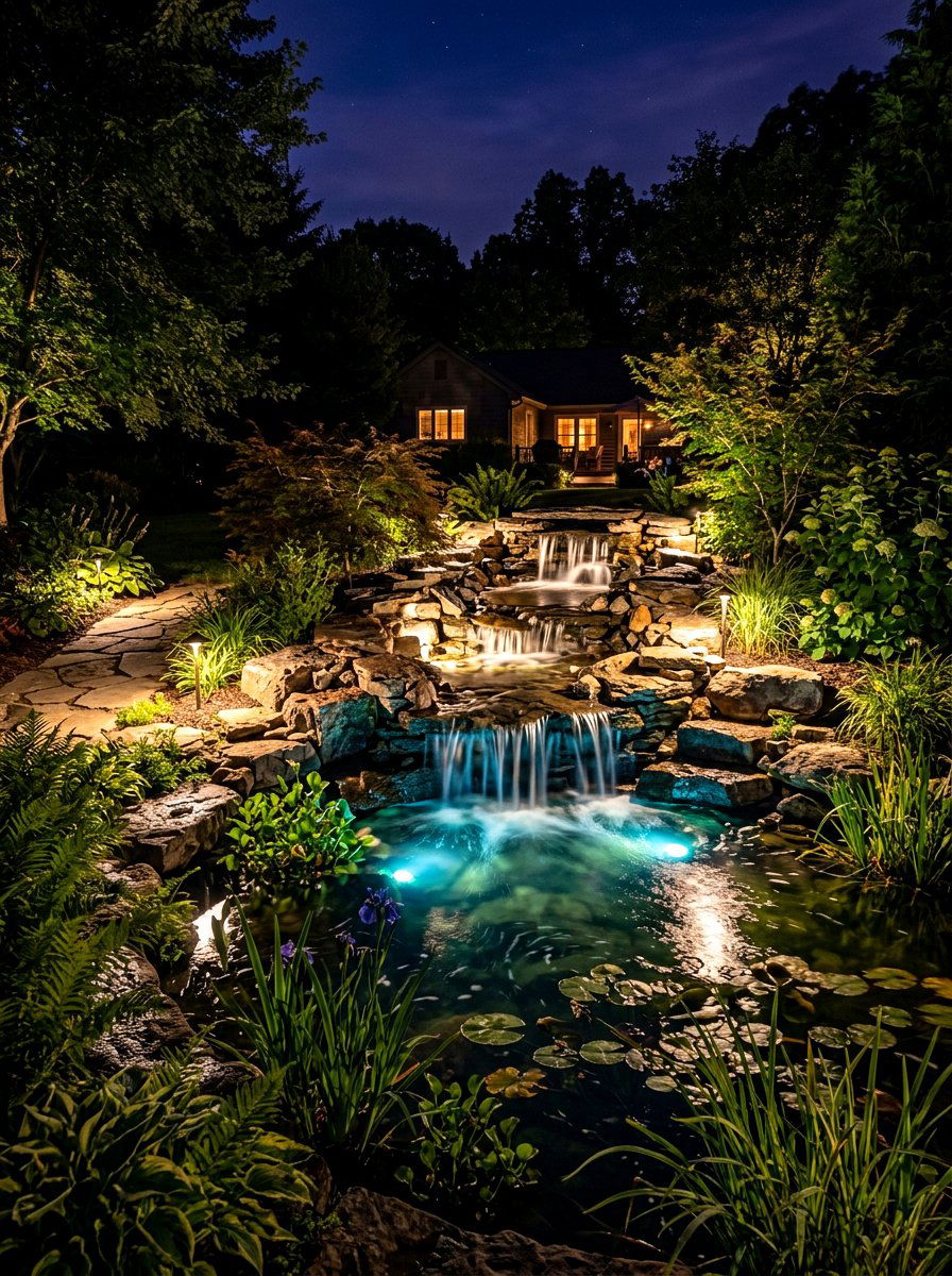 Water Feature Lighting - 30 outdoor structure lighting ideas