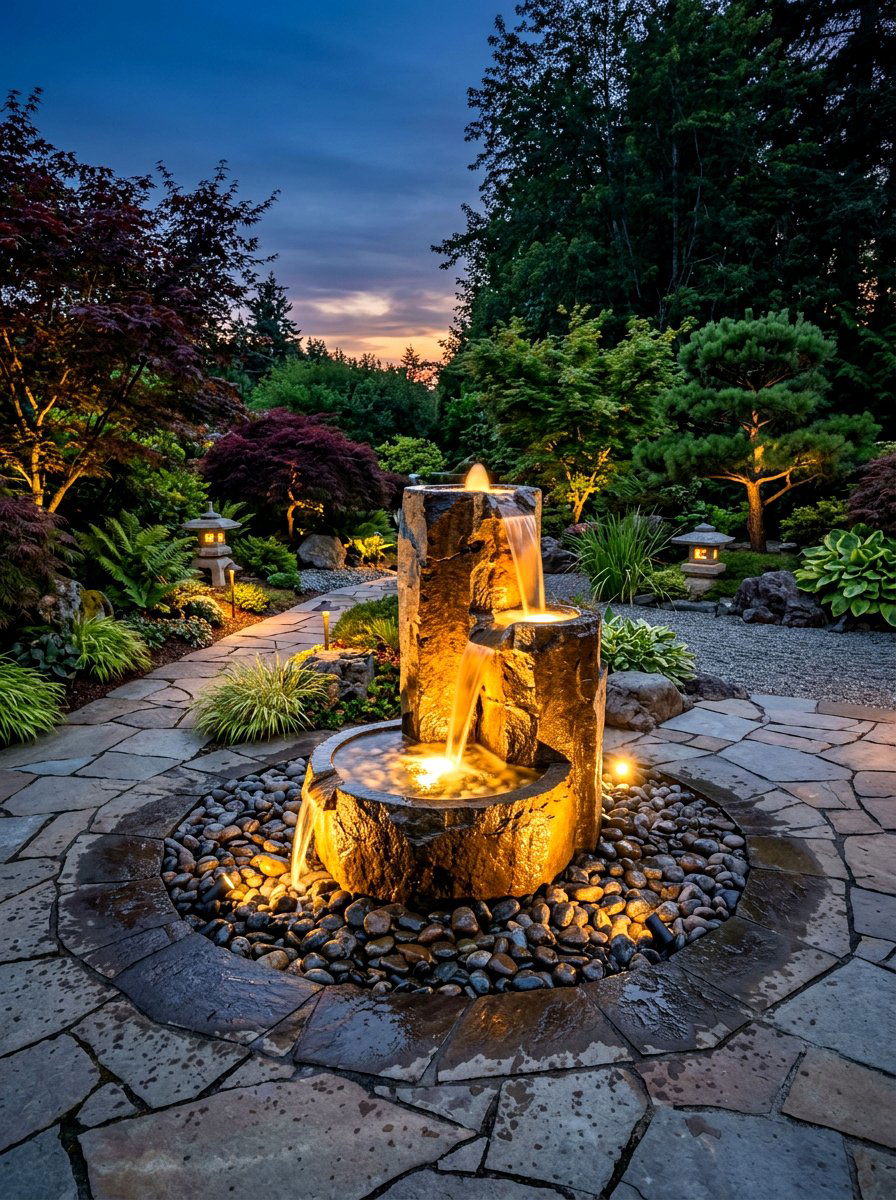 Water Feature Lighting - 30 front yard lighting ideas